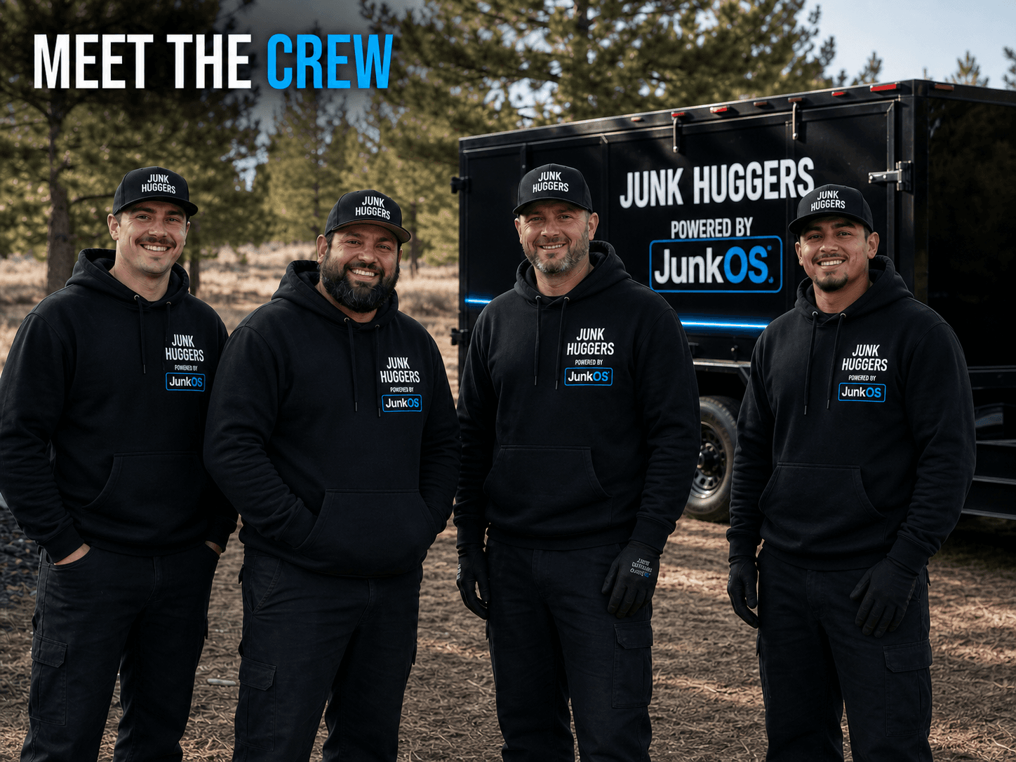 The real Junk Huggers story, mapped into a premium shell.