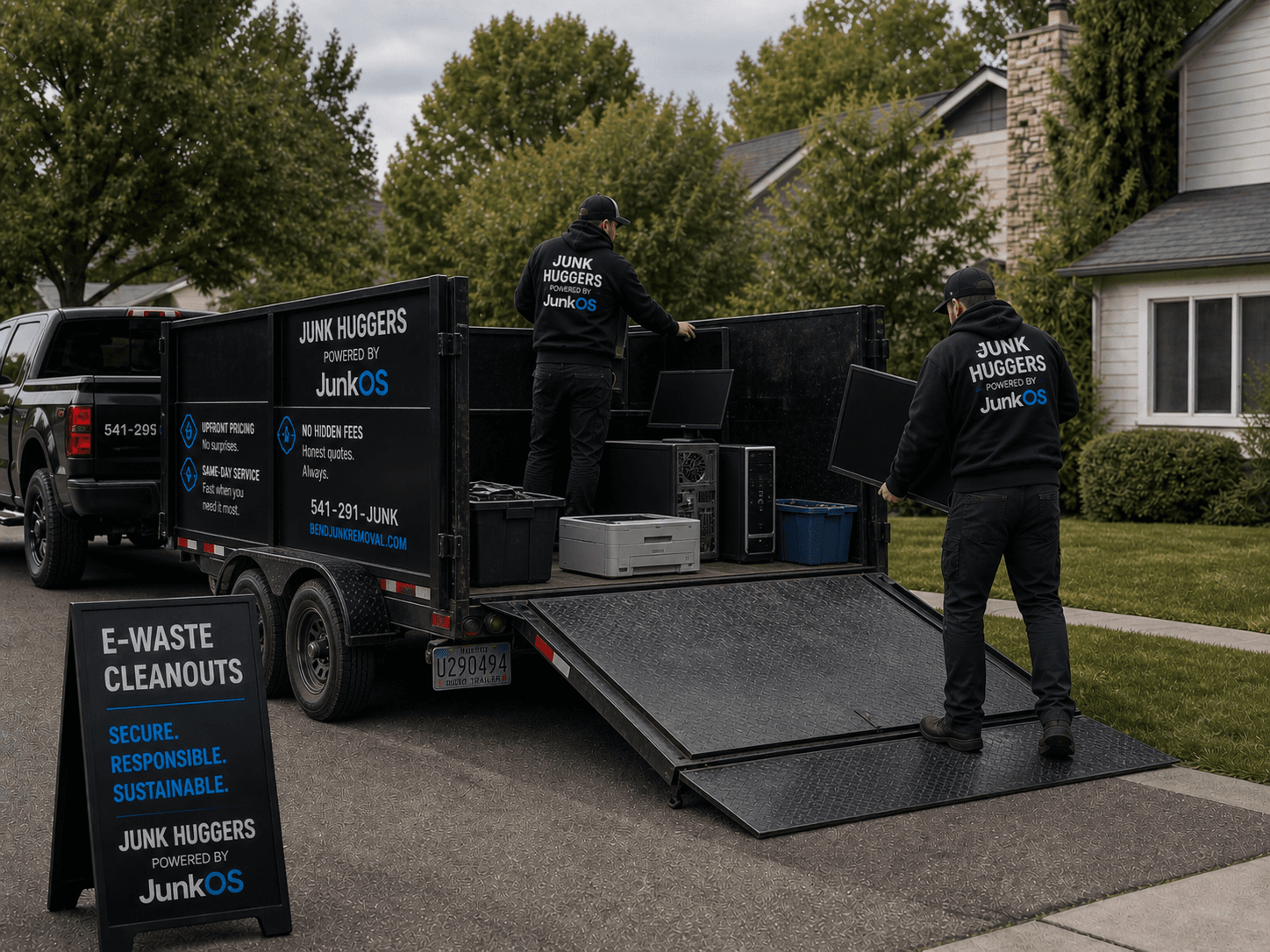 Junk Huggers crew loading furniture into a trailer