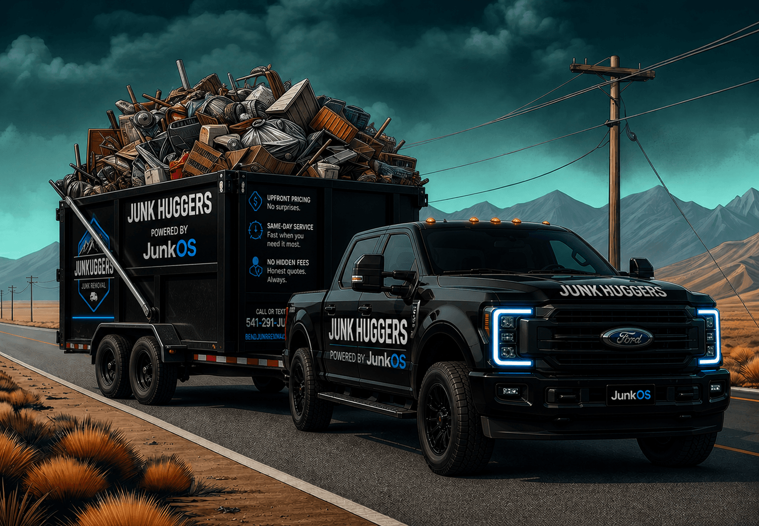 Junk Huggers truck loaded for residential junk removal